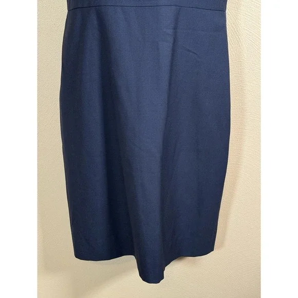 J.CREW Women's Monday Dress Lined Solid 100% Blue Wool Ruffle Sheath Career Sz 8 - Picture 10 of 16